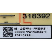 FUENTE DE PODER PARA TV TCL / NUMERO DE PARTE 08-L302WA4-PW200AB / 40-L302W4-PWD1CG / L302H / L302W / CCP-508 / 20318392 / 20210722 / PANEL LVU700NDML / MODELO 70S434 / 70S430